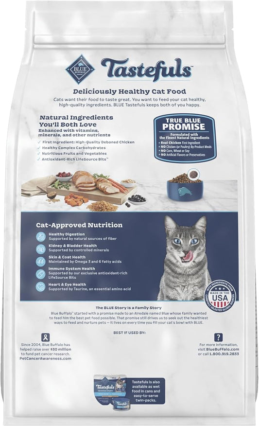 Blue Buffalo Tastefuls Adult Cat Dry Food, Multi-Protein Chicken & Turkey Recipe, 3-lb. Bag