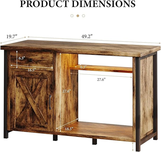 4ever2buy 55-75 Gallon Fish Tank Stand with Power Outlets, LED Light, Heavy Duty Aquarium Stand with Cabinet for Fish Tank Accessories Storage, for Turtle Tank, Reptile Terrarium, 1100LBS, Black