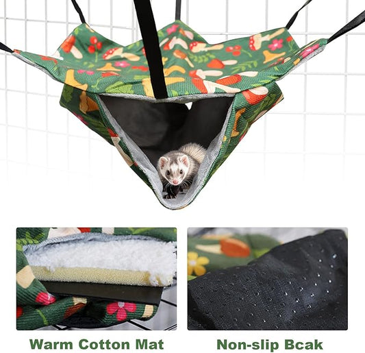 Guinea Pig Hammock 4 Pack,Washable Soft Ferret Hammock for Cage-Small Pet Hanging Hideout Bed with Tunnel Toys,Rat Hideout, Chinchilla Hammock&Chinchilla Bedding Accessories for Rat,Ferret,Small Pets