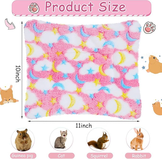 Jetec 4 Pieces Rabbit Bunny Bed 10 x 11 Inch Guinea Pig Mats Plush Bunny Pad Mats Small Animal Dog Cat Bed Dog Hamster Pad