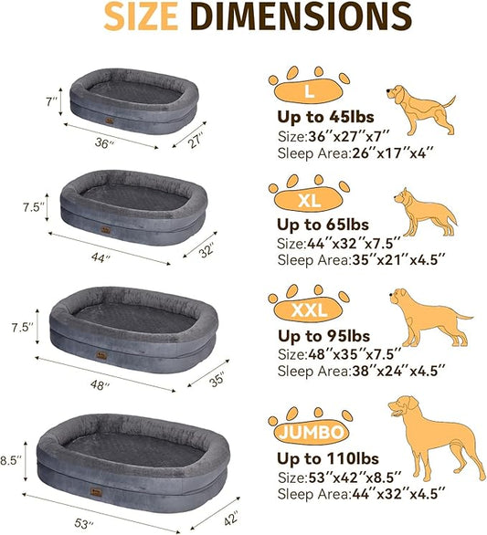 Orthopedic Waterproof Large Dog Bed: Washable Dog Bed with Bolsters - XXL Orthopedic Removable Cover for Medium Large Sized Pet - Non-Slip