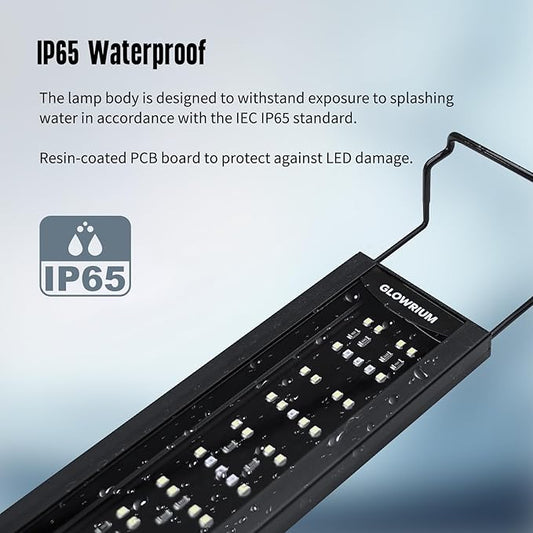 GLOWRIUM Aquarium Light, LED Freshwater Fish Tank Light with Timer, Full Spectrum Planted Aquarium Grow Lights with Daylight/Moonlight Mode, Brightness Adjustable, Auto On/Off (24-29 in)