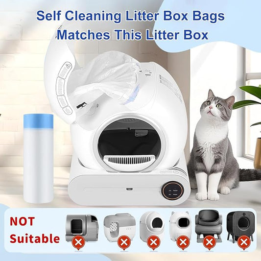 Cat Litter Bags 100 Pack, Thickened cat litter box liners, Leakproof Poop Bags & Waste Bags - Ultimate Odor Control and Leakproof Design,5 Rolls Drawstring Trash Bags for Automatic Litte(18x20inches)
