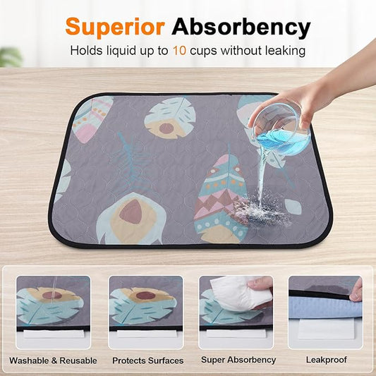 LOOBANI Washable Pee Pads for Dogs,4 Pack Ultra-Absorbent and Leak-Proof Whelping Pads, Non-Slip Reusable Puppy Mats, Waterproof Puppy Training Mats for Playpen, Crate, Housebreak, 18x24in, Gray