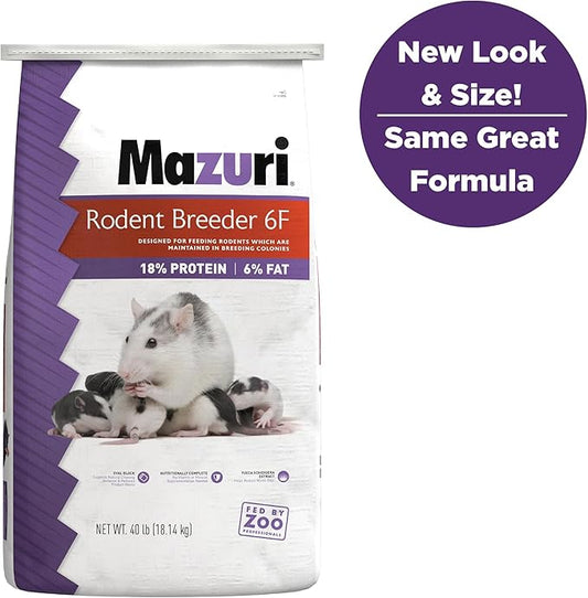 Mazuri Rodent Breeder 6F Diet | Rat Food and Mouse Food (40 LB)