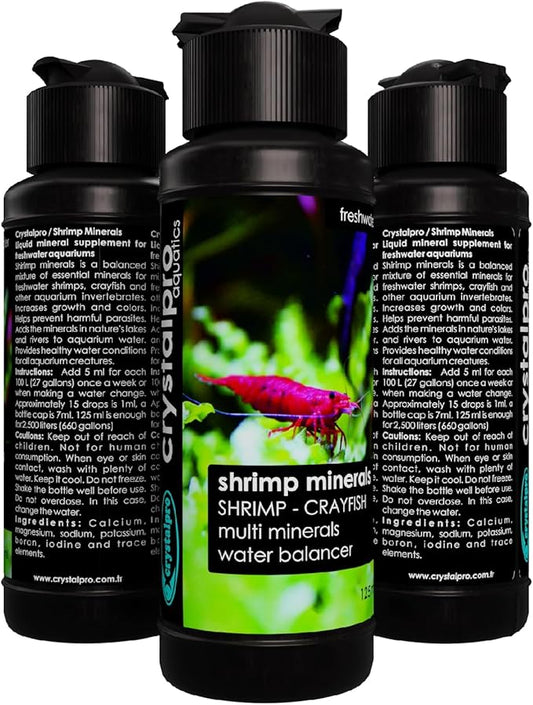 Shrimp Minerals 4.2 Oz – Liquid Aquarium Salt & Trace Elements for Freshwater Shrimp Tanks – Supports Caridina & Neocaridina – Molting & Breeding Additive – Invertebrate Tank Conditioner