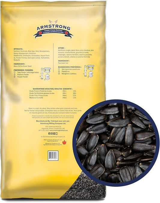 Armstrong Wild Bird Food Black Oil Sunflower Bird Seed, 35.3 Pounds - for Northern Cardinals, Blue Jays and Hairy Woodpeckers - Ideal for Outside Feeders