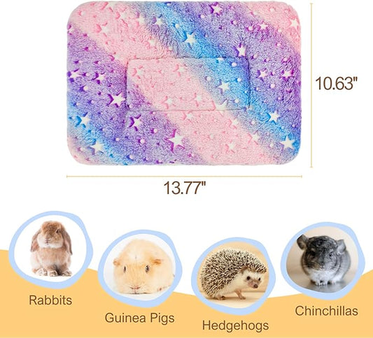 5PCS Guinea Pig Bed Soft Rabbit Bedding Cage Liner Warm Bunny Mats Pee Pads Fleece Blanket Plush Hamster Sleep Beds Ferret Squirrel Hedgehog Rat