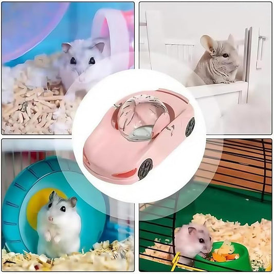 Hamster Running Ball, Car Running Wheel, Hamster Car with Detachable Transparent Ball,3 Modes Available,Suitable for Dwarf Small Pet - Safe, Breathable and Cute (Pink)