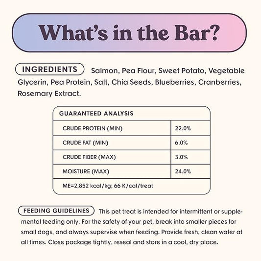 Ride & Vibe Dog Treats Salmon Jerky Snack Bars, 16 oz Bag, Puppy Training Treats, Natural Superfood Grain Free, Wild Caught Salmon, Superfoods, Corn, Poultry & Soy Free