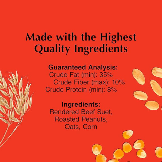 C&S Peanut Suet Treat, Suet Cakes for Wild Birds, 11 Ounces, Pack of 8