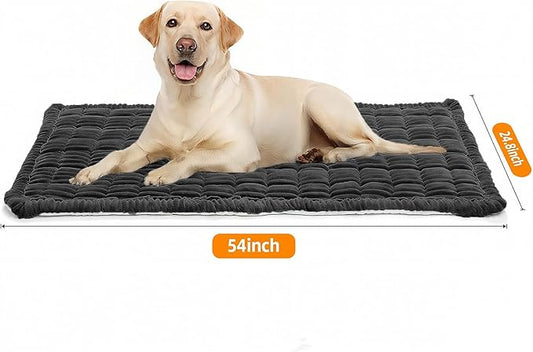 Dog Car Seat Cover for Back Seat, Plaid Backseat Pet Bed Mat, Non-Slip Travel Dog Bed for Backseat Extenders, 24.8" x 54", Black