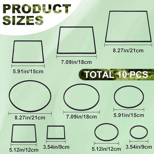 10pcs Aquarium Floating Plant Corral, Oval & Square Fish Feeding Rings, Mix Sizes Fish Tank Accessories for Betta Goldfish Turtle- Black