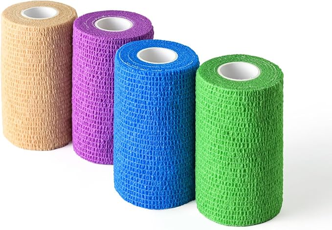 WePet Pet Wrap, Self-Adhesive Non-Woven Bandage, Emergency Cohesive Gauze, for Dogs, Cats, Horse, Birds, Wounds, Wrist Healing, Ankle Sprain, 3 Inch, 4 Rolls