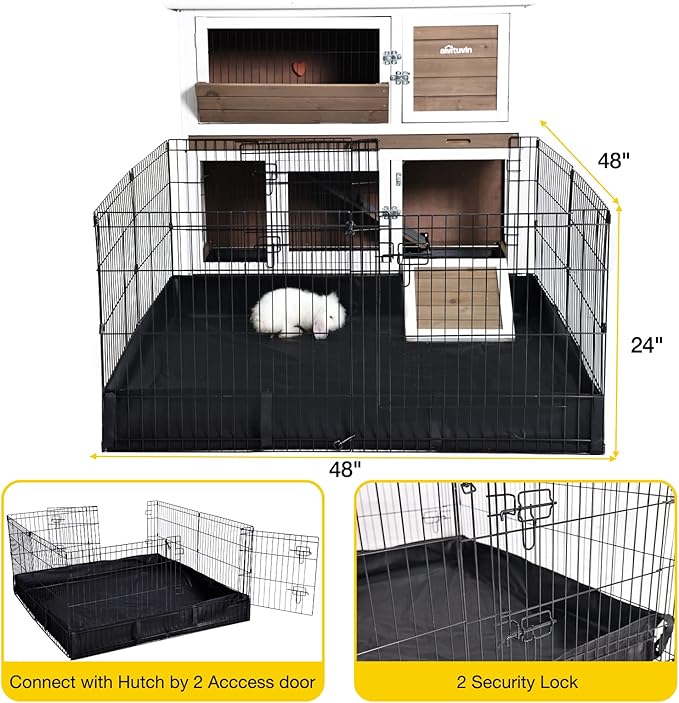 Aivituvin Pet Playpen Indoor & Outdoor Expandable Exercise Pen for Small Animals Rabbit cage with Waterproof Layer,Attach The Hutch Freely