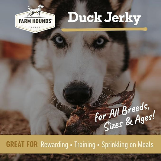 Farm Hounds - Premium Natural Duck Jerky for Dogs - Made from 100% Humanely Raised Duck - Break-to-Size - Great for Training & Treats - No Added Fillers - Made in USA - 3.5 oz - 1 Pack