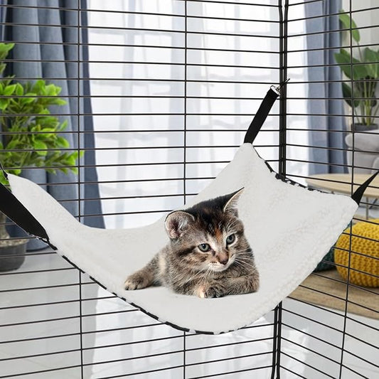2 Pack Small Animal Hammock Soft Fleece Sleeping Bed for Mice Rat Chinchilla Guinea Pig Ferret Kitten Cat Rabbit (L: 20.83x13.76inch, Black White Dot)