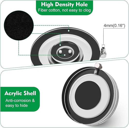 hygger Air Stones for Aquariums, Transparent Acrylic Fish Tank Bubbler Kit with Air Tube, Ultra Silent Bubble Stone Super-High Dissolved Oxygen Diffuser for Aquarium Fish Tank and Hydroponic