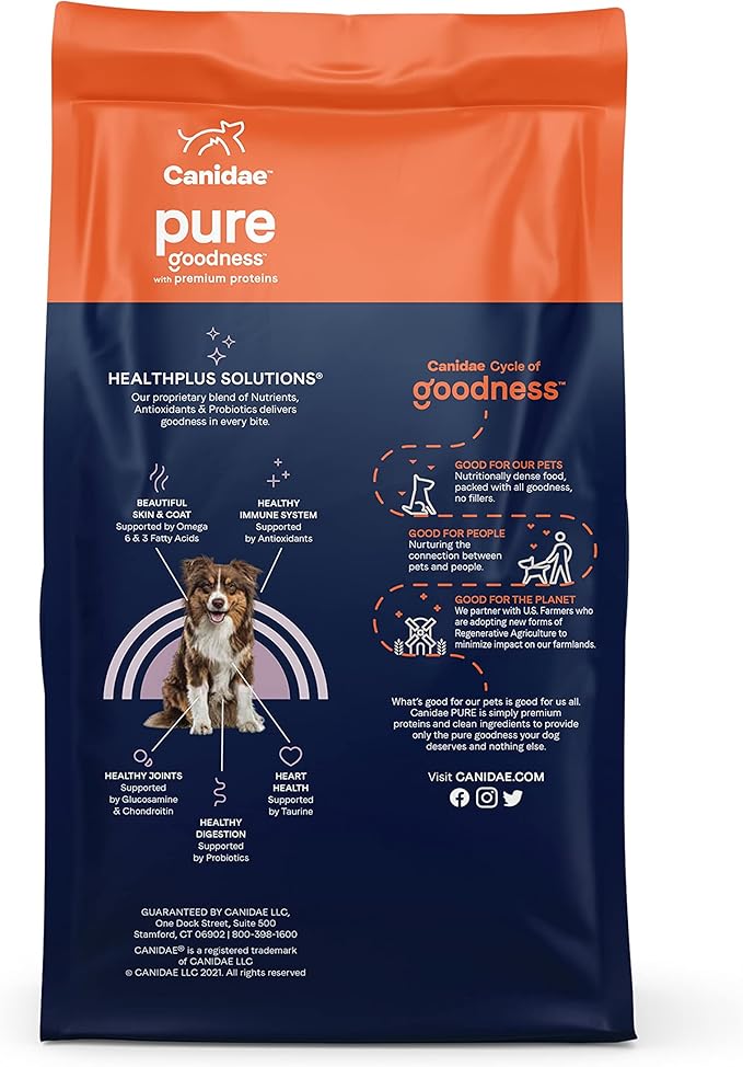 Canidae Pure Limited Ingredient Premium Adult Dry Dog Food, Real Bison, Lentil & Carrot Recipe, 10 lbs, Grain Free