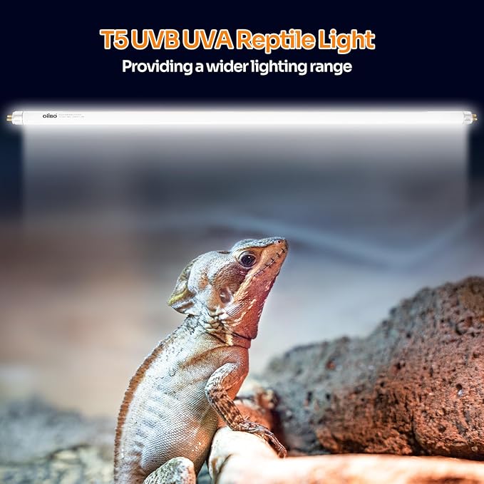 Oiibo T5 HO 10.0 UVB Lamp Bulb 22" L 24 Watts, Reptile UVB Lamp Tube for Bearded Dragon