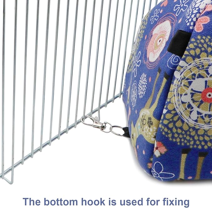 Hamster Tent Bed Winter Warm Hammock Sleeping Bed for Gerbil Rat Sugar Glider Squirrel Hedgehog Small Birds (M, Blue Elk)