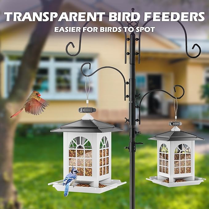 Birdream 2 Pack Bird Feeders for Outdoors Hanging - 7LB Total Capacity Classic Courtyard Design Fun Assembly Bird Feeder, Attracting Wild Birds Cardinals Goldfinches - Black&White