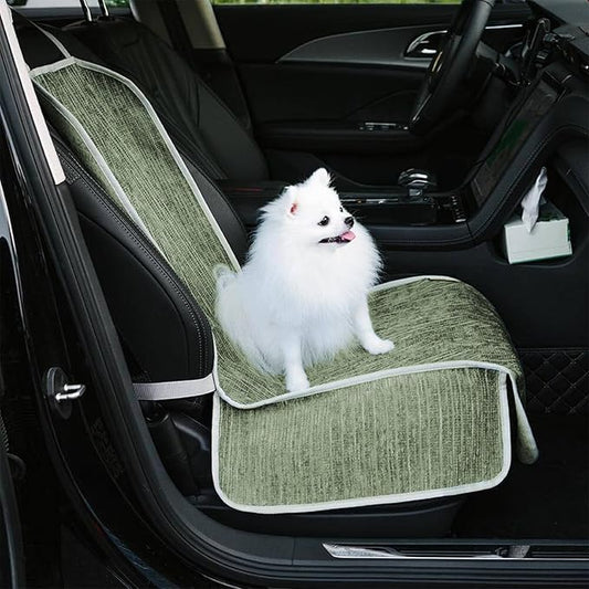 FUNNYFUZZY Chenille Dog Car Seat Cover for Front Seat,Waterproof, Scratchproof Car Seat Protector for Dogs Nonslip,Pet Seat Covers for Cars,Trucks and SUVs,Single Seat,Green(18.1"Lx 17.7"W x 21.3"H)
