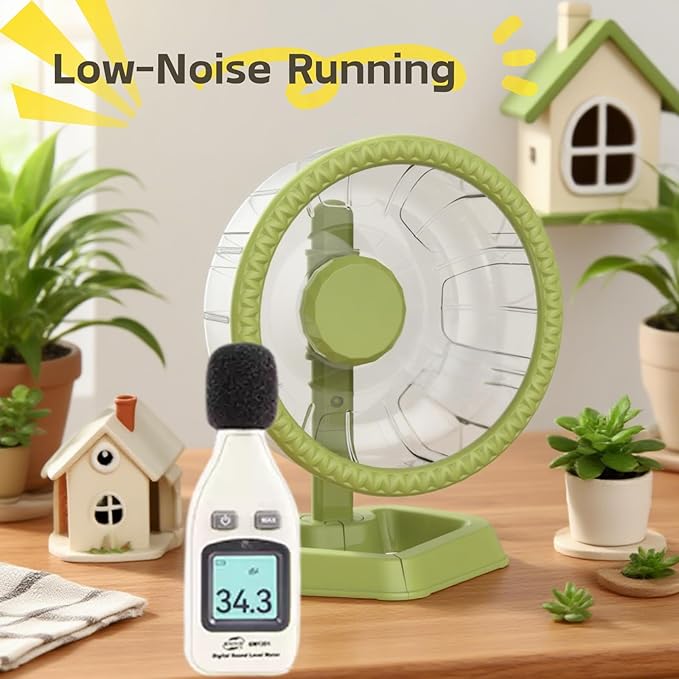 Hamster Exercise Wheels, Quiet Spinner Hamster Running Wheels with Adjustable Stand for Small Animals Dwarf Syrian Hedgehog Gerbils Mice (Green, Large(9.4 inch))