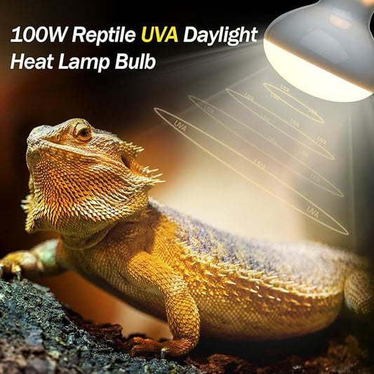 100W Daylight Basking Light Bulb & Infrared Heat Lamp Bulb for Amphibians Reptiles Bearded Dragon, Turtle, Lizard, Snakes, Geckos, ...