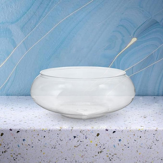 Clear Fish Bowl Vase Bubble Bowl Round Shallow Planter Plastic Container Fish Bowl Aquatic Plant Pot Daffodil Pot Hydroponic Planter Fish Tank Aquarium Bowl