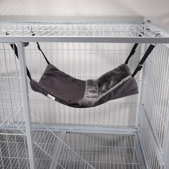 Small Animal Hammock Soft Warm Bed Hanging Pet Sleeping Bag for Ferret Squirrel Rat Sugar Glider - Gray