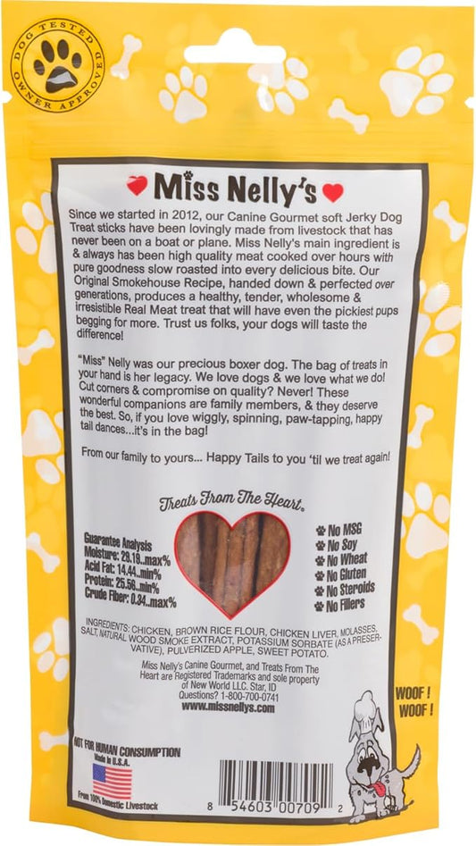 Miss Nelly's - Chicken Jerky Dog Treats - Soft Sticks - USA Made and Sourced - Original Smoke House Recipe - Small Batch Chicken Jerky for Dogs - Minimally Processed - 16 oz. Bag