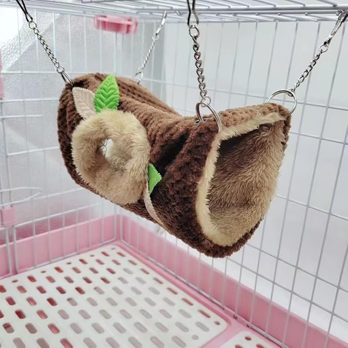 Ferret Rat Hammock Tunnel Toys Cage Accessories, Guinea Pig Hideout, Warm Bed for Rat Ferret Guinea Pig Sleep Hide and Play (2.Hammock&Hole Tunnel)