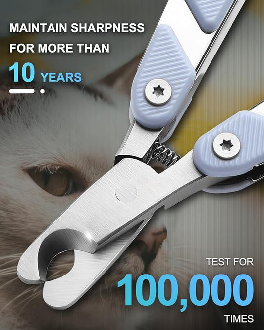 Foldable Cat Nail Clipper, Stainless Steel Dog Nail Trimmers Toenail Clippers, Professional Pet Nail Cutter for Cats Rabbits Hamsters Birds Medium Small Dog, Portable Cortauñas para Perros (Blue)