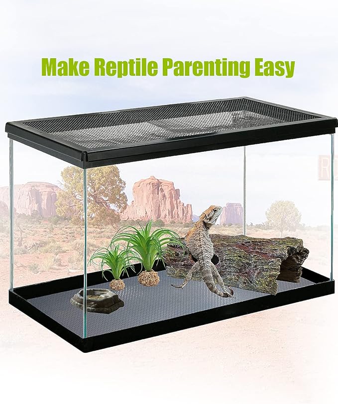 Bearded Dragon Tank Accessories, Reptile Substrate Floor, Leopard Gecko Tank Liner Mat for 40 Gallon, 20 Gallon, 50 Gallon,75 Gallon Lizard Tank, Grey