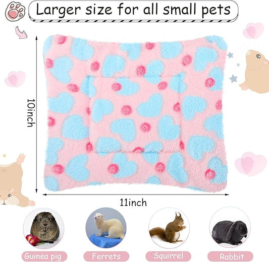 Jetec 4 Pcs Guinea Pig Bed Mat 11" x 10" Bunny Beds for Rabbits Indoor Washable Small Animal Bed Plush Sleeping Pad for Rat Hedgehog Sugar Glider Chinchilla Squirrel Dogs Cats Ferrets Hamster