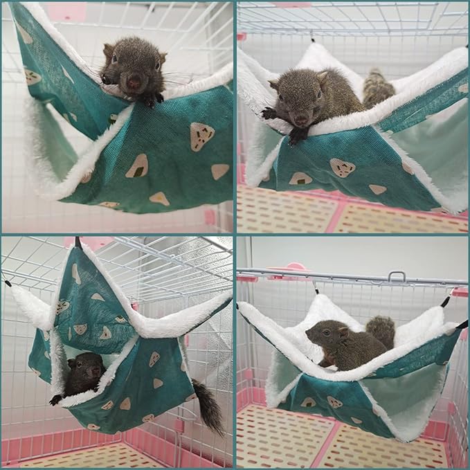 LEFTSTARER Pet Small Animal Hanging Hammock Ferret Bunkbed Hammock Cage Toy for Hamster Rat Sugar Glider Parrot Guinea Pig Hideout Play Sleep (Sweet Candy)