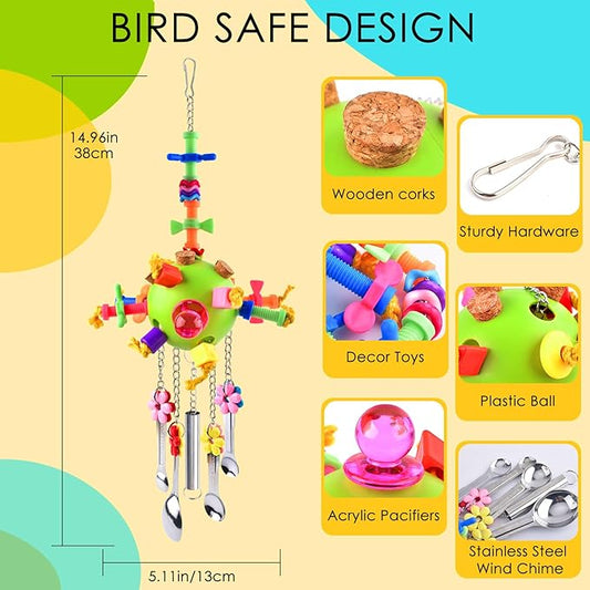 KATUMO Bird Toys, Parrot Pull Spoons Toys for Conure Cage Parakeet Cockatiel Quarker African Grey Mini Macaw Amazon Parrots Cockatoo Small to Medium Birds