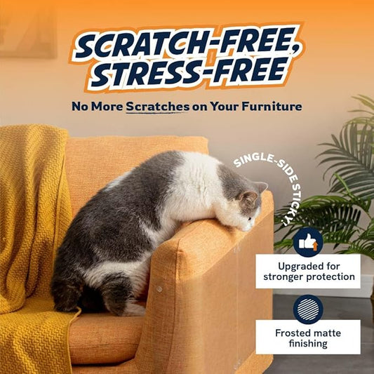 8 Pack Cat Scratch Furniture Protector Sheets – Clear Couch & Sofa Guard from Cat Claws – Easy Apply, Removable, with Twist Pins (4 XL + 4 Large)