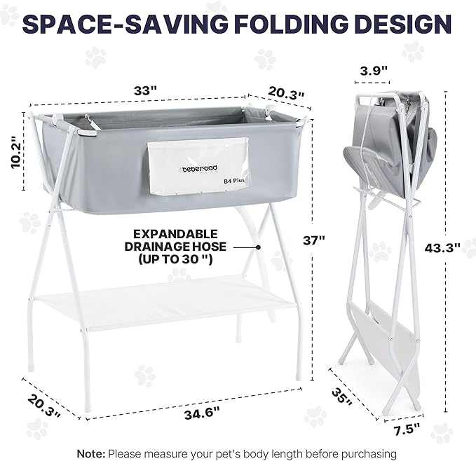 B4 Plus Dog Bathtub Dog Washing Station with Scrubber for Medium Dogs Under 66lbs or Two Small Pets, Foldable Dog Tub for Bathing and Grooming, Portable Collapsible Dog Shower Tub