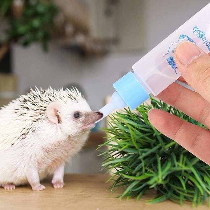 Jeanoko 2PCS 30ML Baby Bottle Feeder for Hamsters Super Small Hedgehog Squirrel Chinchilla Pet Newborn Hamster Nurser Puppy Kittens Nursing Feeding Water Milk(Heaven Blue)