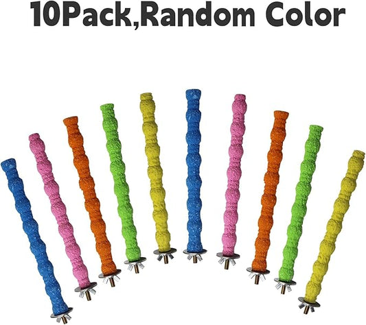 kathson Bird Perch Parrot Stand Cage Accessories Natural Wooden Stick Paw Grinding Rough-surfaced Chew Toy for Cockatiels,Cockatoo,Lorikeet,Conure,Parakeet 10 Pack (Random Color,6.29inch)
