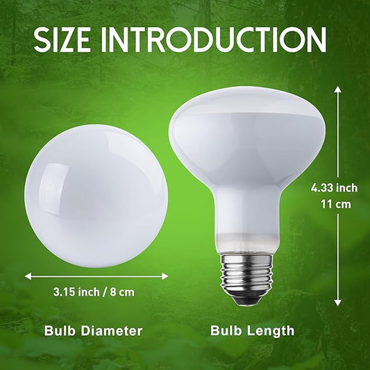 Reptile Heat Lamp Bulb, 100 Watt UVA Daylight Basking Spot Light for Bearded Dragon, Turtle, Lizard, Snake, Tortoise, Chameleon, Amphibians - 2 Pack