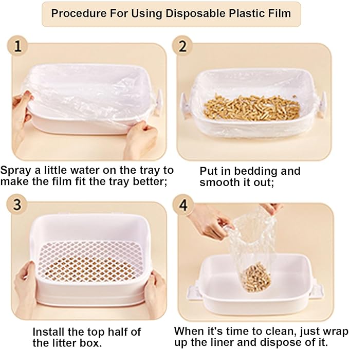 Disposable Small Animal Cage Liners, Rabbit Tray Film Liner Bunny Litter Pan Bags Guinea Pig Cage Toilet Plastic Film for Bird Hamster Chinchilla Hedgehog (50 PCS, 23'')