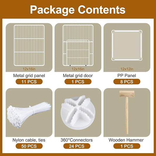 20 Panels Small Animal Playpen, Pet Playpen, C&C Cage for Guinea Pigs, Rabbit/Bunny Cage, Puppy Play Pen, Indoor Outdoor Portable Metal Wire Yard Fence(White)