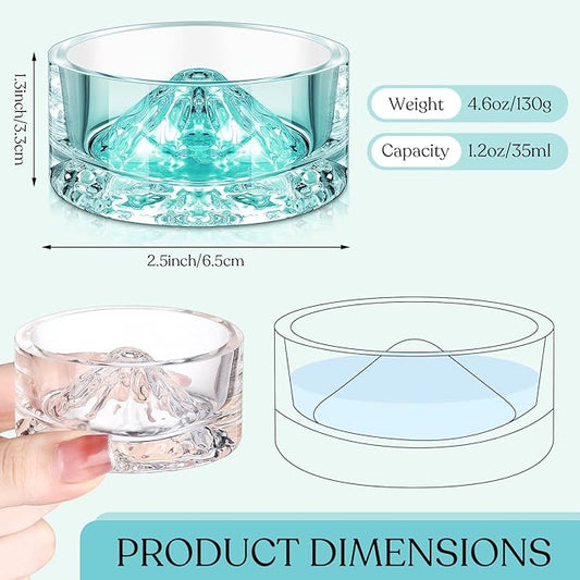 Baderke 2 Pcs Hamster Water Bowls Glass Hamster Food Bowls 35ml Mountain Style Drinking Container Anti Turning for Guinea Pig Gerbils Mice Rats Chinchilla Small Pets(Clear and Green)