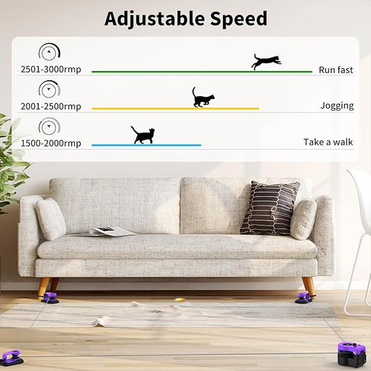 AsFrost Upgraded Interactive Cat Toy for Indoor Cats, Auto/Manual Control DIY Cat Feather Mouse Toy Treadmill for Bored Kitten Puppy Play Chase Run Exercise Hunting-Elegant Purple