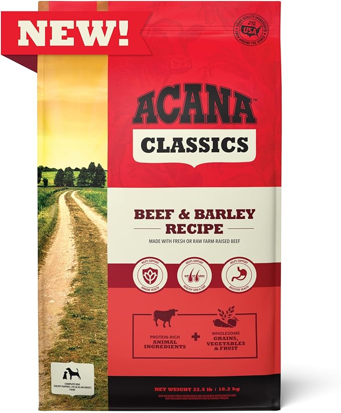 ACANA Classics Dry Dog Food Beef and Barley Recipe 22.5lb Bag