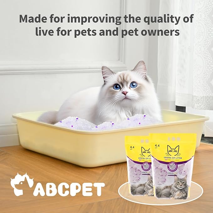 Cat Litter Crystals No Clumping Odor Control Kitty Litter Non-Clumping No scooping Low Dust, Low Tracking, Dehydrates Waste Lavender - 17.2 lbs (4 x 4.3 lb Packs)