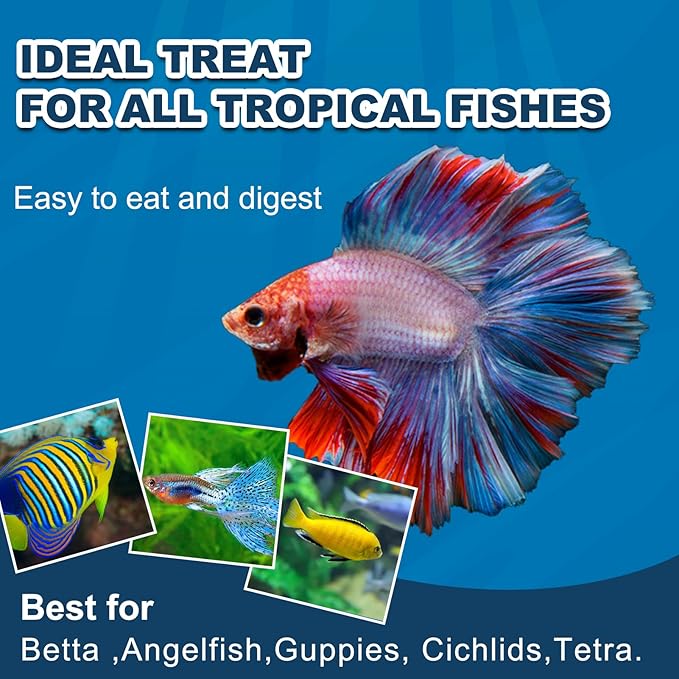 Betta Fish Food - Floating Patties Natural High Protein with 50% AntarcticKril,White Fish & Spirulina,Rich in Calcium for Betta's Vibrant Colors Fast Growth,Clean Water (4oz)